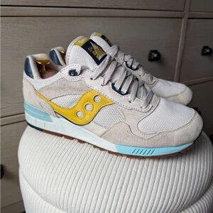 Saucony Sneakers in Yellow, Gray, and Blue